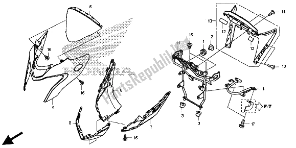 All parts for the Front Cowl of the Honda CB 500F 2013