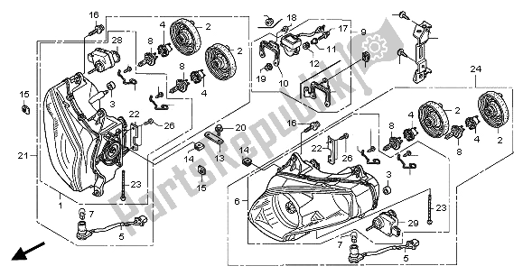 All parts for the Headlight (uk) of the Honda GL 1800A 2001