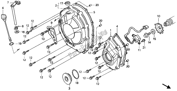 All parts for the Right Crankcase Cover of the Honda CBR 900 RR 1993