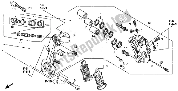 Todas las partes para L. Pinza De Freno Delantero de Honda ST 1300A 2010