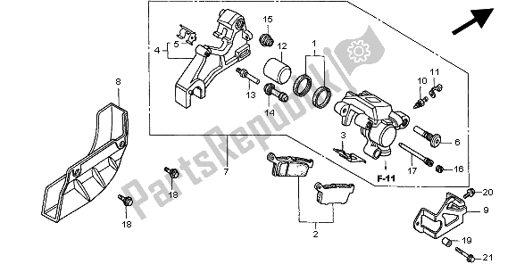 Tutte le parti per il Pinza Freno Posteriore del Honda XR 400R 1999