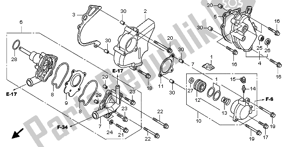 All parts for the Water Pump of the Honda CBF 1000S 2009