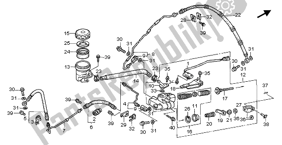 Todas as partes de Cilindro Mestre Do Freio Traseiro do Honda GL 1500 SE 1997