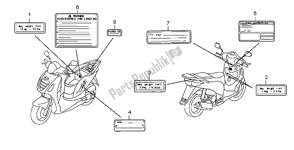 All parts for the Caution Label of the Honda PES 150 2007