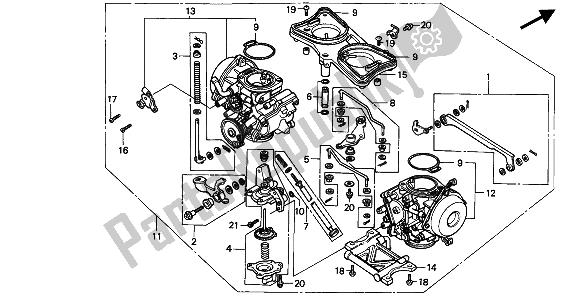 Tutte le parti per il Carburatore (assy.) del Honda GL 1500 SE 1994