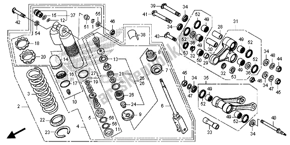 All parts for the Rear Cushion of the Honda CRF 450R 2014