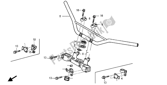 All parts for the Handle Pipe & Top Bridge of the Honda XR 250R 1996