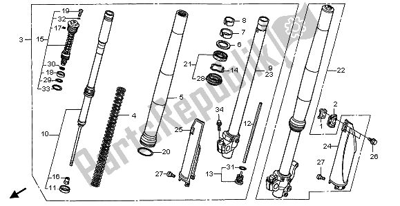 Todas las partes para Tenedor Frontal de Honda CR 250R 1997