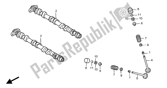 Todas las partes para árbol De Levas Y Válvula de Honda CB 600F Hornet 2005