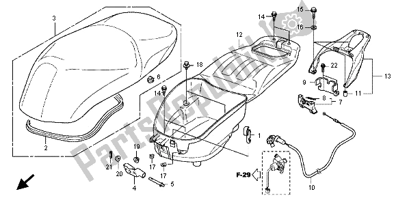 Toutes les pièces pour le Siège Et Coffre à Bagages du Honda SH 300 2012