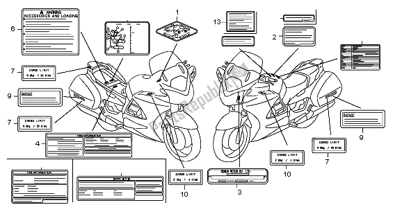 Toutes les pièces pour le étiquette D'avertissement du Honda ST 1300 2009