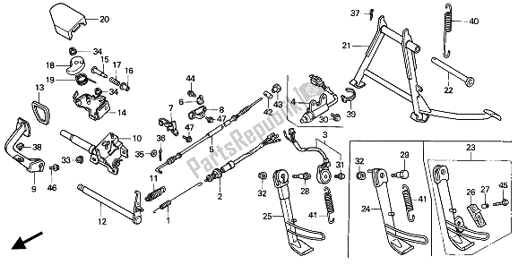 All parts for the Stand & Brake Pedal of the Honda CN 250 1 1994