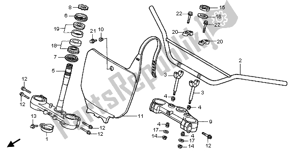 Todas las partes para Tubo De Manija Y Puente Superior Y Vástago De Dirección de Honda CR 500R 1997