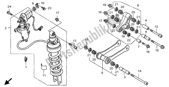 All parts for the Rear Cushion of the Honda GL 1800 2010