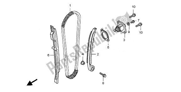 Alle onderdelen voor de Nokkenketting & Spanner van de Honda CRF 250R 2010