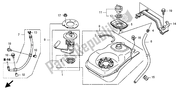 All parts for the Fuel Tank of the Honda SH 300 2012