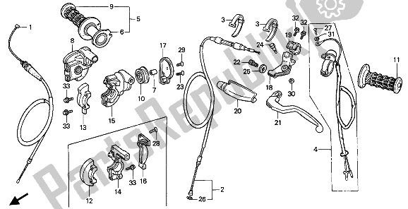 Todas las partes para Manejar Palanca E Interruptor Y Cable de Honda CR 500R 2 1992