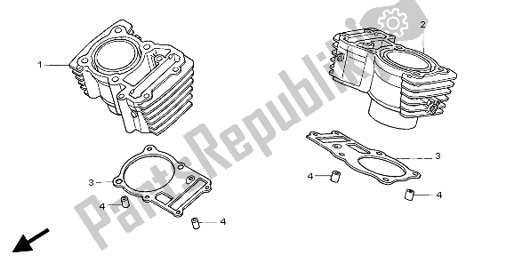 All parts for the Cylinder of the Honda XL 600V Transalp 1997