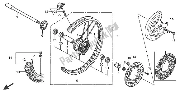 Todas las partes para Rueda Delantera de Honda CRF 450R 2005