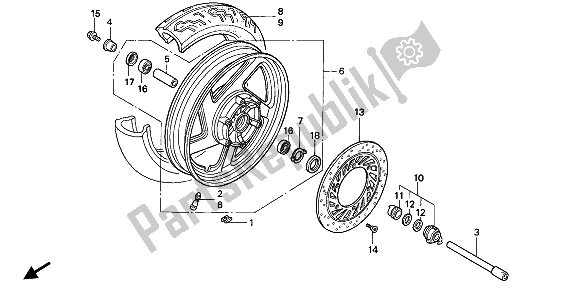 Tutte le parti per il Ruota Anteriore del Honda VF 750C 1993