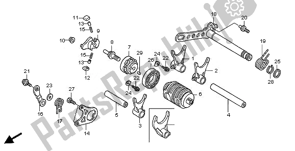 All parts for the Gear Shift Drum of the Honda CRF 450R 2010