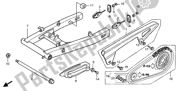 All parts for the Swingarm of the Honda CBR 125 RW 2010