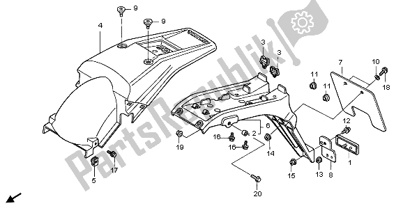 All parts for the Rear Fender of the Honda XR 400R 1998