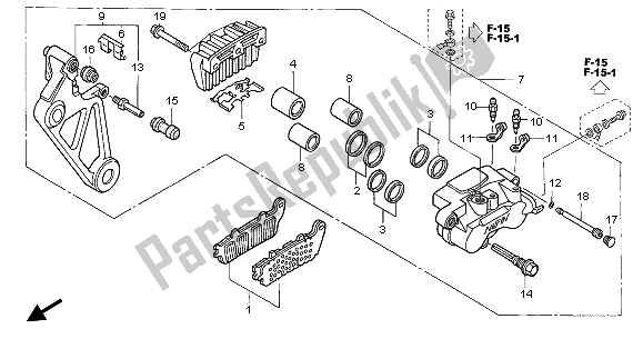 All parts for the Rear Brake Caliper of the Honda ST 1300A 2003