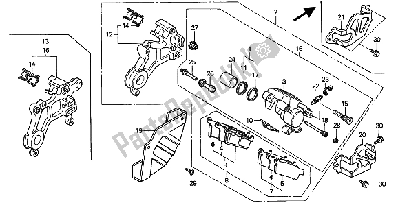 Todas las partes para Pinza De Freno Trasero de Honda CR 250R 1993