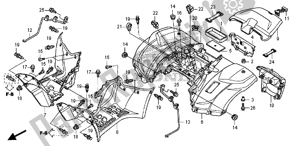 All parts for the Rear Fender of the Honda TRX 420 FE Fourtrax Rancher 4X4 ES 2013