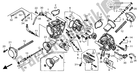 Tutte le parti per il Carburatore (parti Componenti) del Honda VTR 1000F 2001