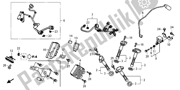 Alle onderdelen voor de Sub Harnas van de Honda VFR 800X 2012