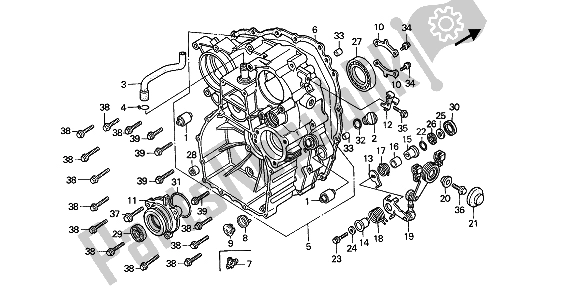 All parts for the Rear Case of the Honda GL 1500 1990