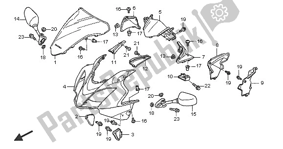 Tutte le parti per il Cappuccio Superiore del Honda VFR 800A 2005