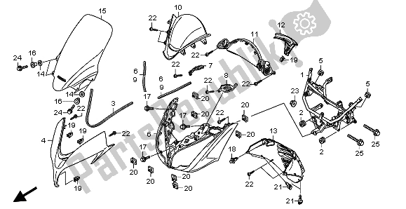 Alle onderdelen voor de Voorkant van de Honda FJS 400A 2009