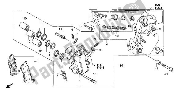 All parts for the L. Front Brake Caliper of the Honda VFR 800 2007