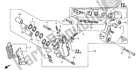 All parts for the L. Front Brake Caliper of the Honda VFR 800 2007