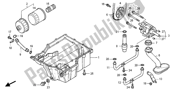 Alle onderdelen voor de Oliepomp & Oliepan & Oliefilter van de Honda CBR 1100 XX 2001