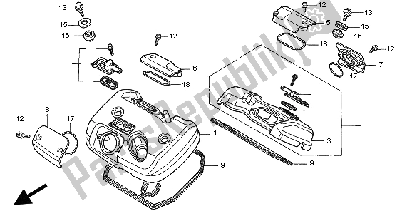 All parts for the Cylinder Head Cover of the Honda VT 600C 1997
