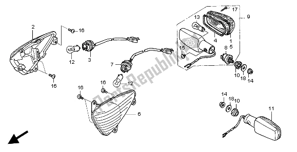 All parts for the Winker of the Honda XL 1000V 2004