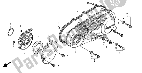 Todas as partes de Tampa Do Cárter Esquerdo do Honda FES 125A 2012