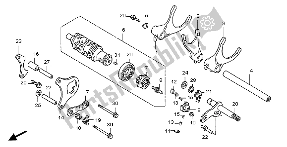 All parts for the Gearshift Drum & Gearshift Fork of the Honda CB 1300 2007