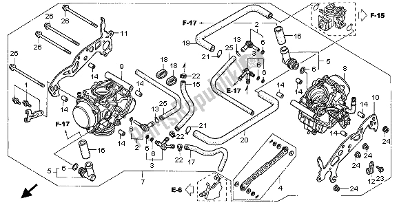 Tutte le parti per il Carburatore (assy.) del Honda VTR 1000F 1999