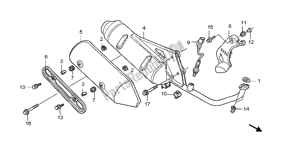 All parts for the Exhaust Muffler of the Honda PES 125 2009