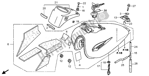 All parts for the Fuel Tank of the Honda VT 750C 2008