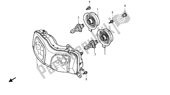 All parts for the Headlight of the Honda RVF 400R 1996