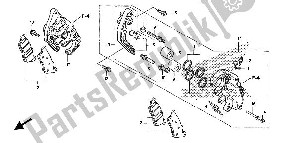 All parts for the Front Brake Caliper of the Honda CB 600F Hornet 2013