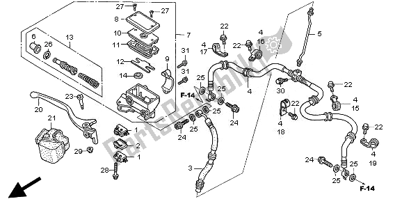 All parts for the Fr. Brake Master Cylinder of the Honda TRX 680 FA Fourtrax Rincon 2010