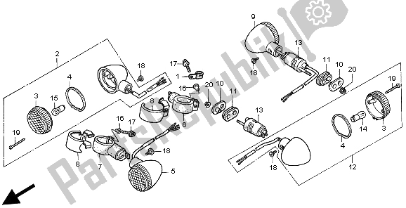 Todas as partes de Piscadela do Honda VT 600C 1997