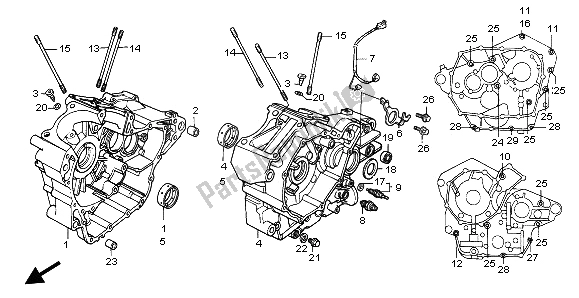 All parts for the Crankcase of the Honda VT 600C 1996